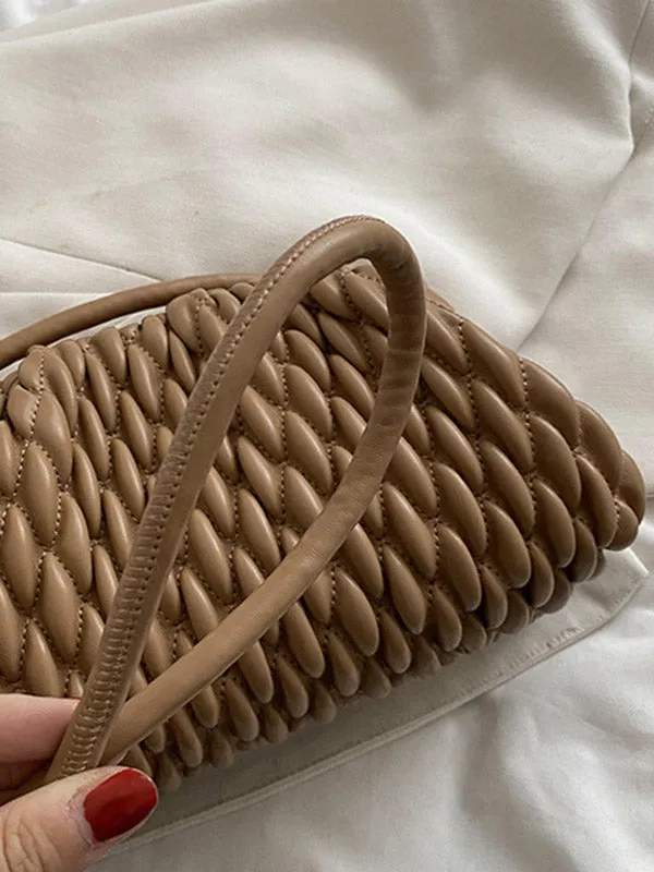 Chic Pleated Solid Color Crossbody Handbag - Versatile Fashion Statement