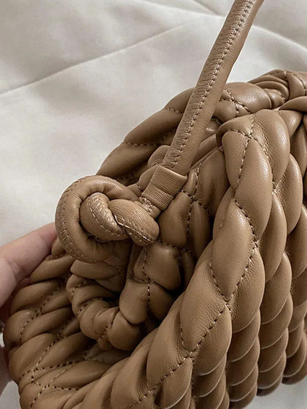 Chic Pleated Solid Color Crossbody Handbag - Versatile Fashion Statement