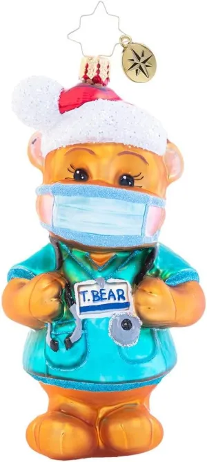 Christopher Radko Covid-19 Themed Ornament, Dr. Ted E. Bear