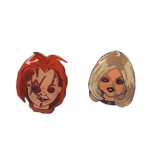 Chucky and Tiffany inspired stud earrings, Halloween jewelry