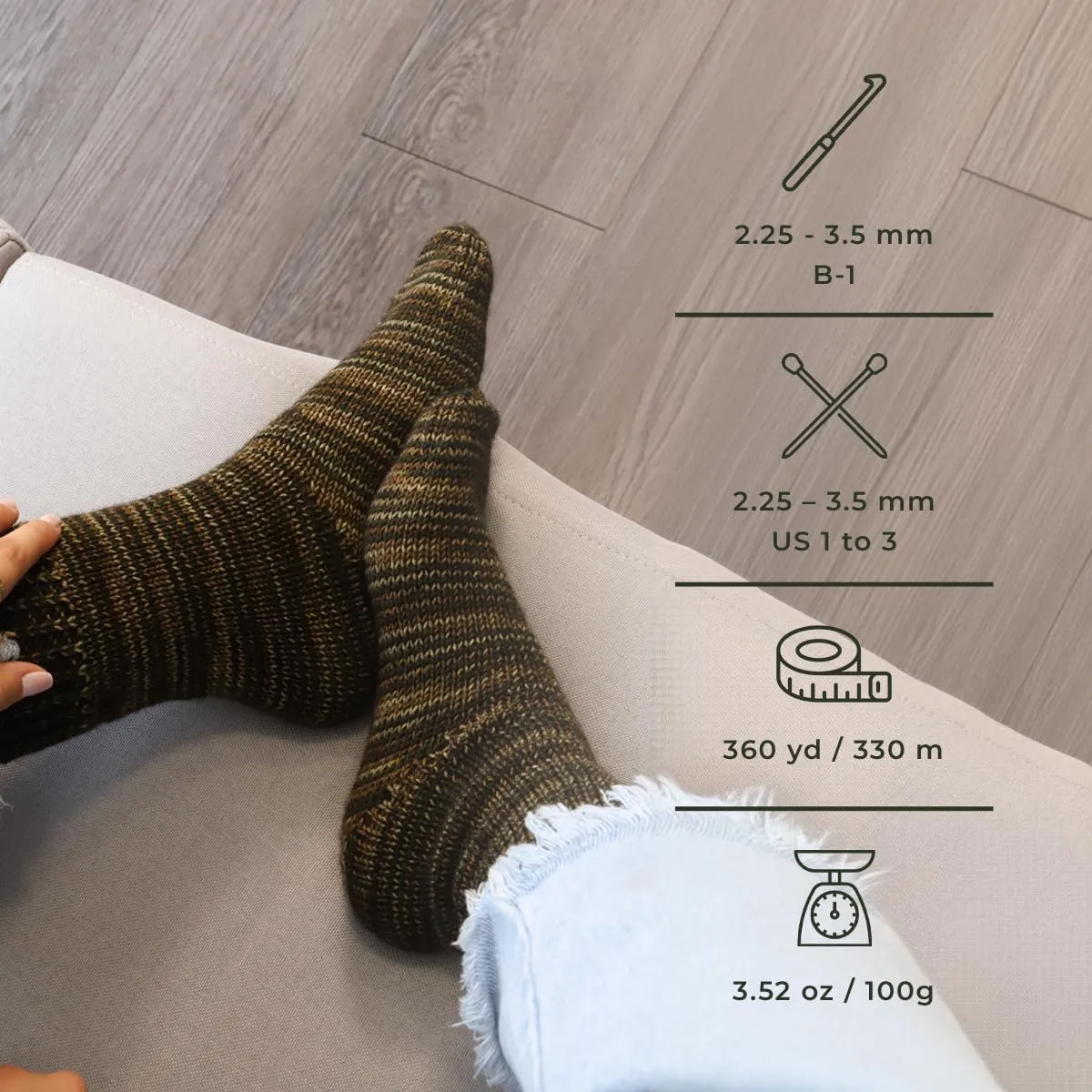 Circulo Lucky Feet Socks Yarn - Hand-Painted Superwash Merino Wool, Soft, Comfortable and Durable - Sport Weight, 360 yds, 3.52 oz - Color: Amulet