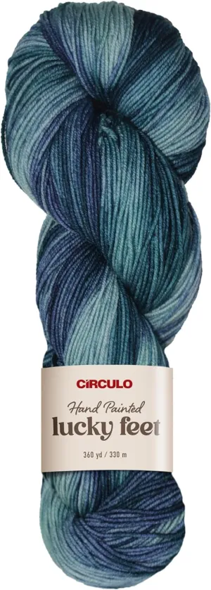 Circulo Lucky Feet Socks Yarn - Hand-Painted Superwash Merino Wool, Soft, Comfortable and Durable - Sport Weight, 360 yds, 3.52 oz - Ocean
