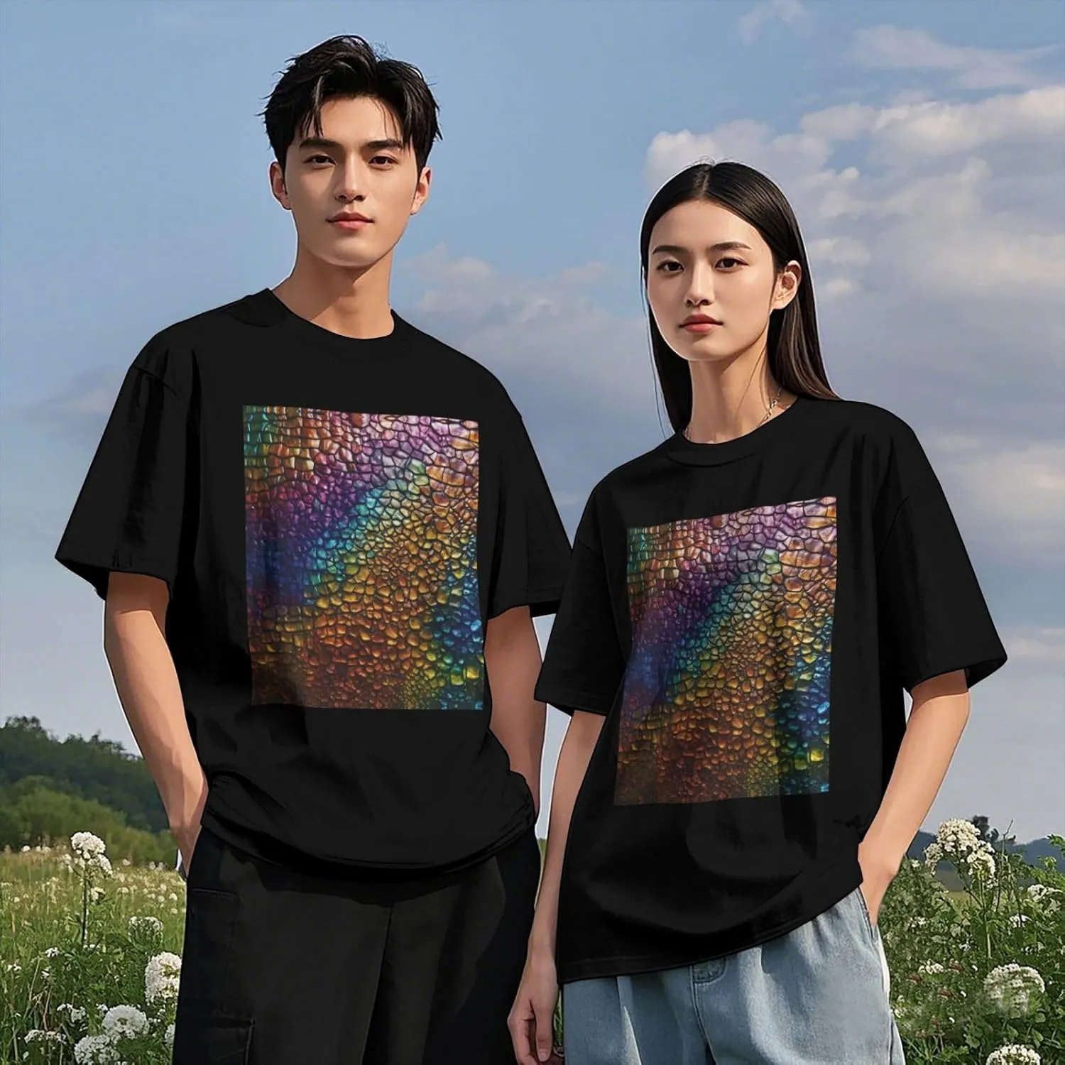 Classic Snake Skin Printing Short Sleeve Cotton Lightweight Pullover Summer Casual Sweatshirts