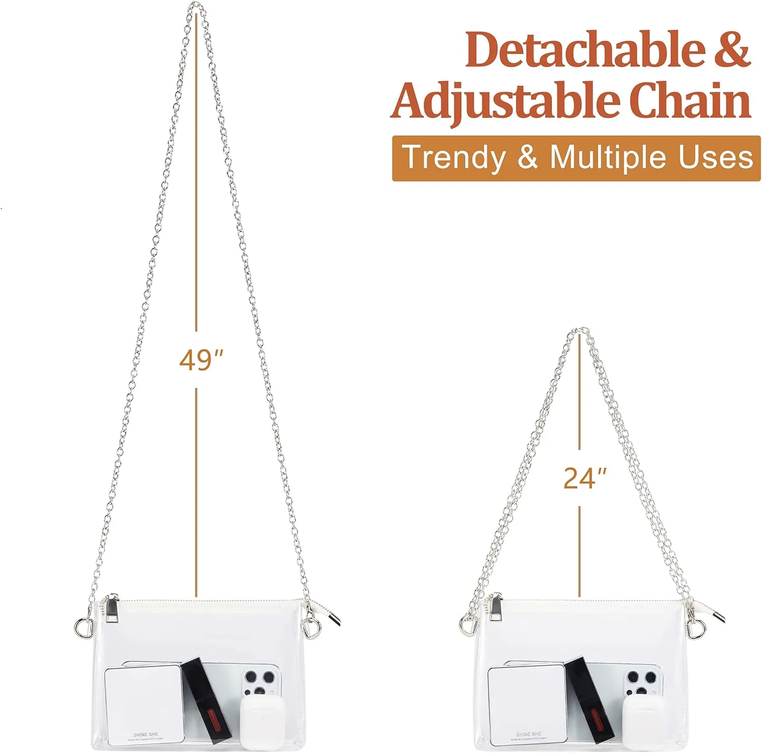 Clear Bag Stadium Approved: Suit for Quick Security Check - Small Transparent Purse for Women
