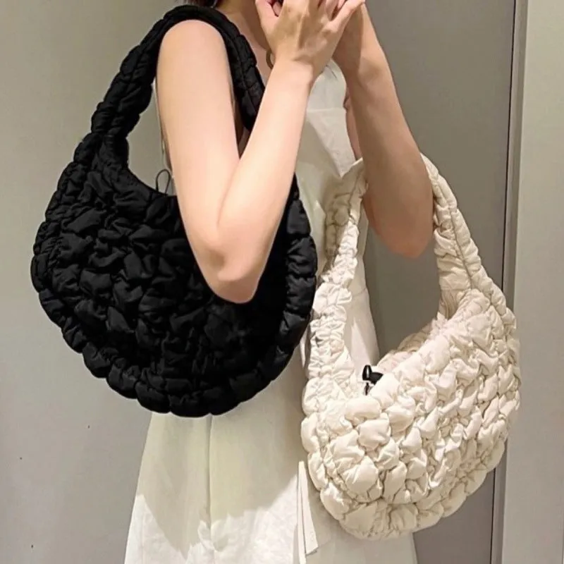 Cloud Pleated Large Personalized Minority Plaid Crossbody Bags