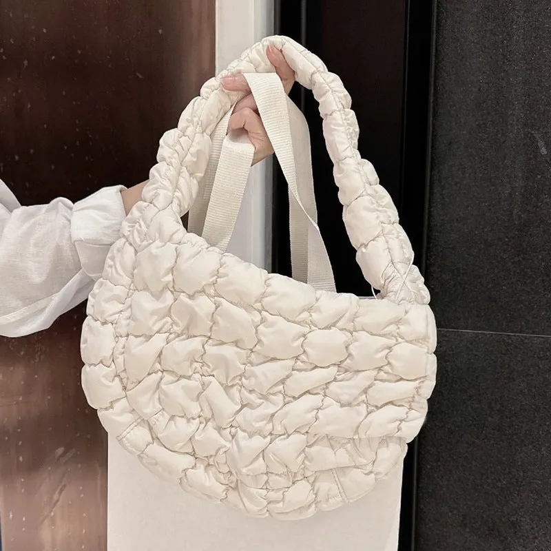 Cloud Pleated Large Personalized Minority Plaid Crossbody Bags