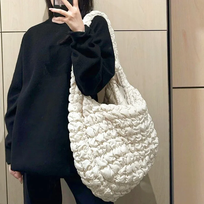 Cloud Pleated Large Personalized Minority Plaid Crossbody Bags