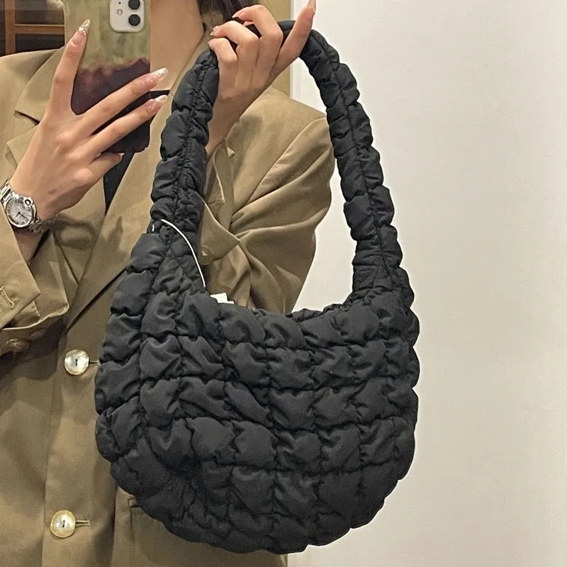 Cloud Pleated Large Personalized Minority Plaid Crossbody Bags