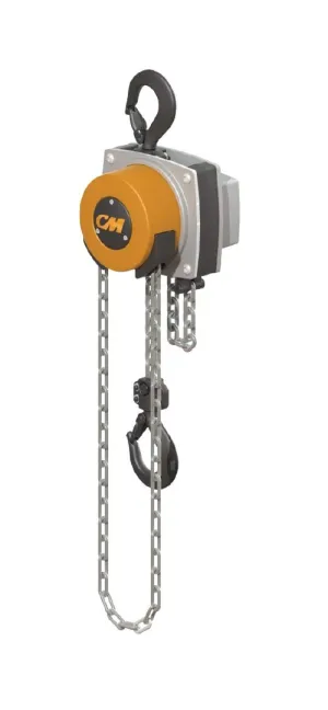 CM 5627A Steel Hurricane Hand Chain Hoist with Hook Mounted, 2000 lbs Capacity, 15' Lift Height
