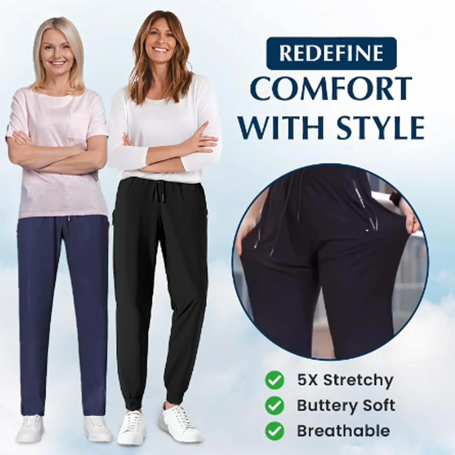 Comfysfit Stretch Active - Women's Ultra Stretch Breathable Casual Quick Drying Comfy Fit Pants Over 50
