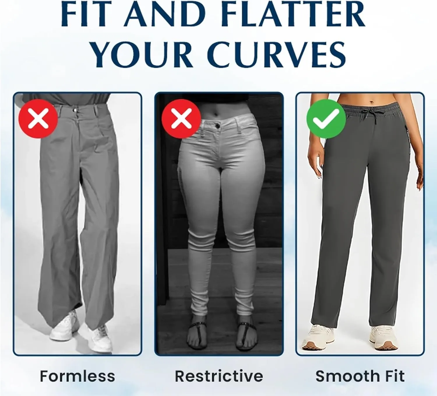 Comfysfit Stretch Active - Women's Ultra Stretch Breathable Casual Quick Drying Comfy Fit Pants Over 50