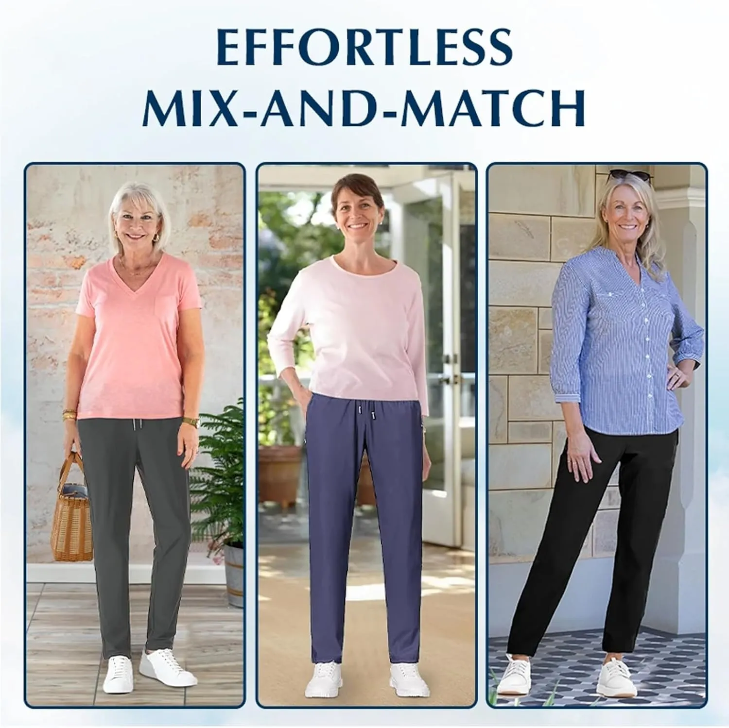 Comfysfit Stretch Active - Women's Ultra Stretch Breathable Casual Quick Drying Comfy Fit Pants Over 50