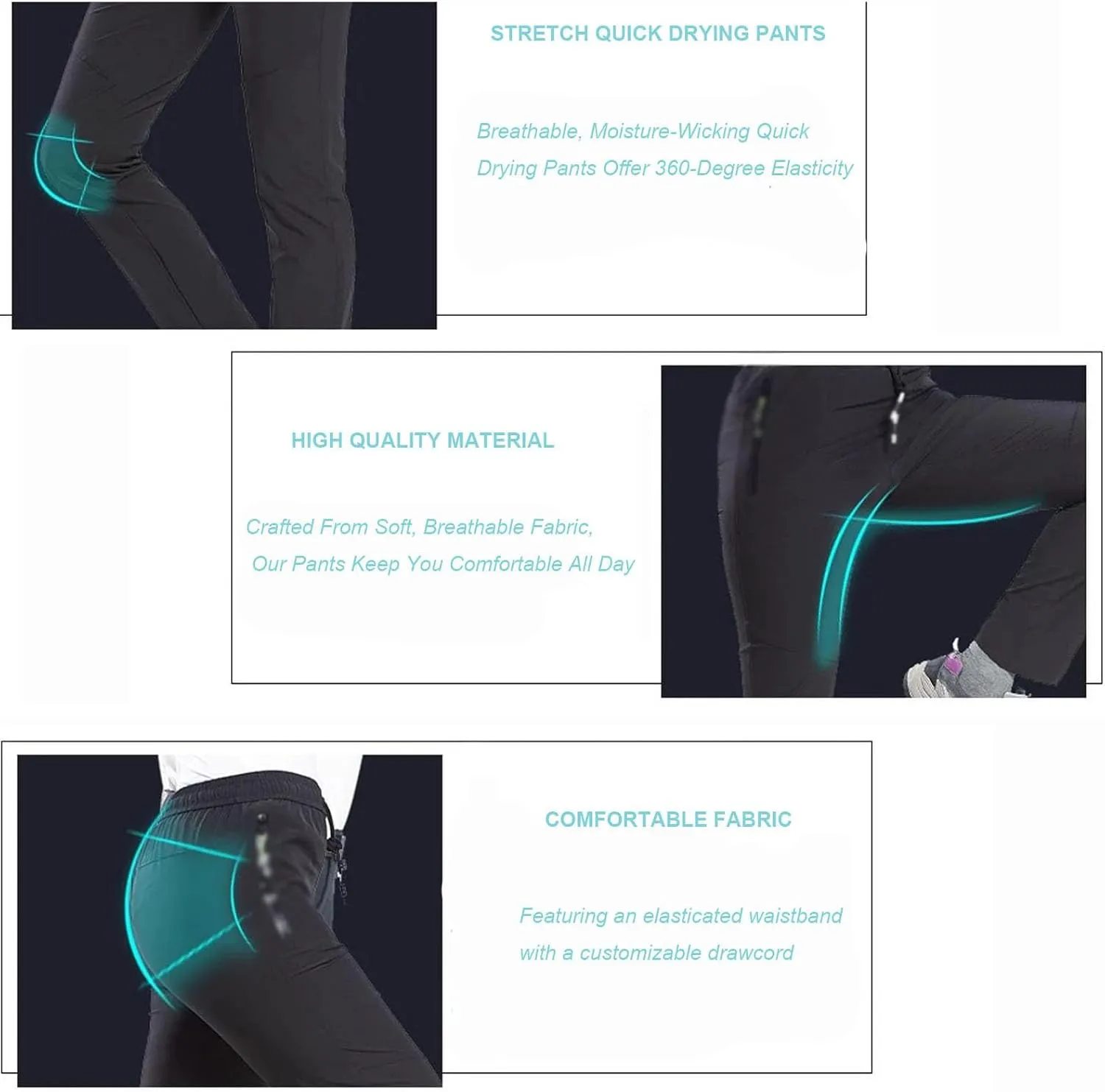 Comfysfit.Com Pant for Women,Beeswan Pants Breathable Casual Stretch Active Quick Drying Pants