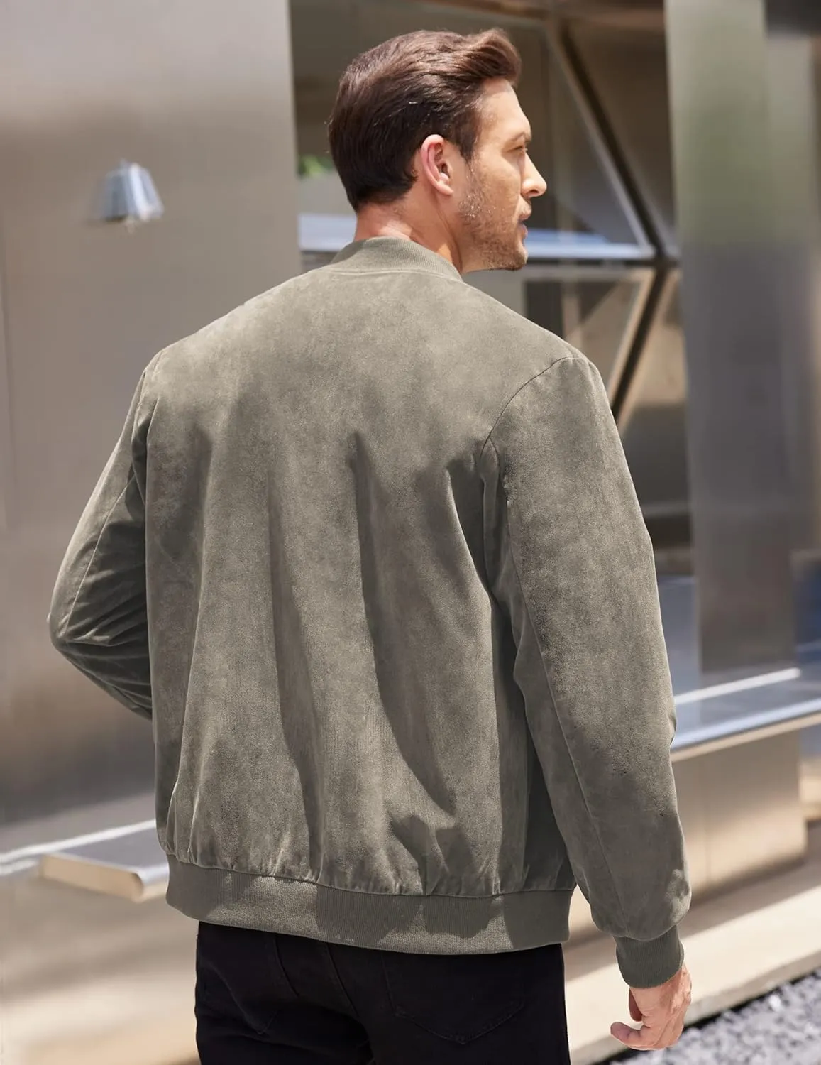 COOFANDY Men's Casual Varsity Jacket Vintage Lightweight Suede Bomber Jackets