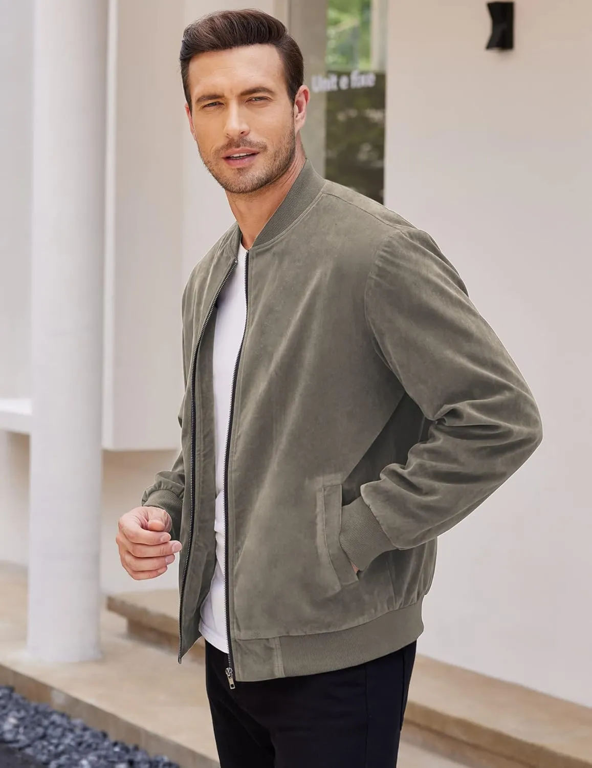 COOFANDY Men's Casual Varsity Jacket Vintage Lightweight Suede Bomber Jackets