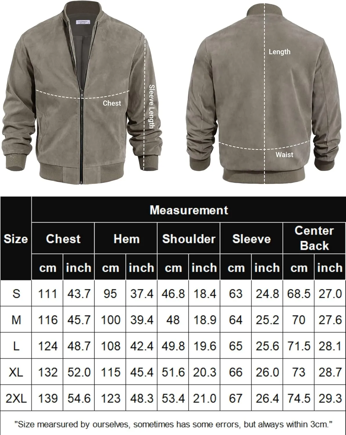 COOFANDY Men's Casual Varsity Jacket Vintage Lightweight Suede Bomber Jackets