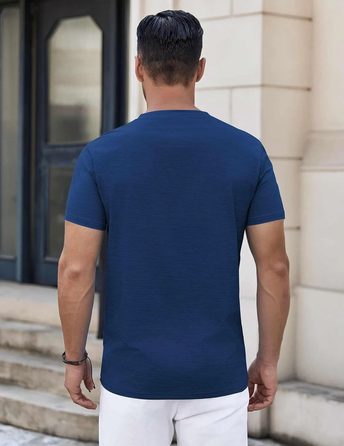 COOFANDY Mens Henley Shirts Short Sleeve Casual Button Down Shirts Lightweight Summer Basic Tee