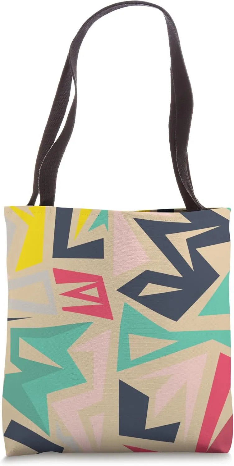 Cool Abstract Trendy Graffiti Shapes Patterns Design Beige Tote Bag
