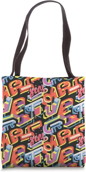 Cool Graffiti Abstract Repeating Pattern with Pop Art style Tote Bag
