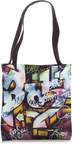 Cool Urban Graphic Colorful Graffiti Words Tote Bag