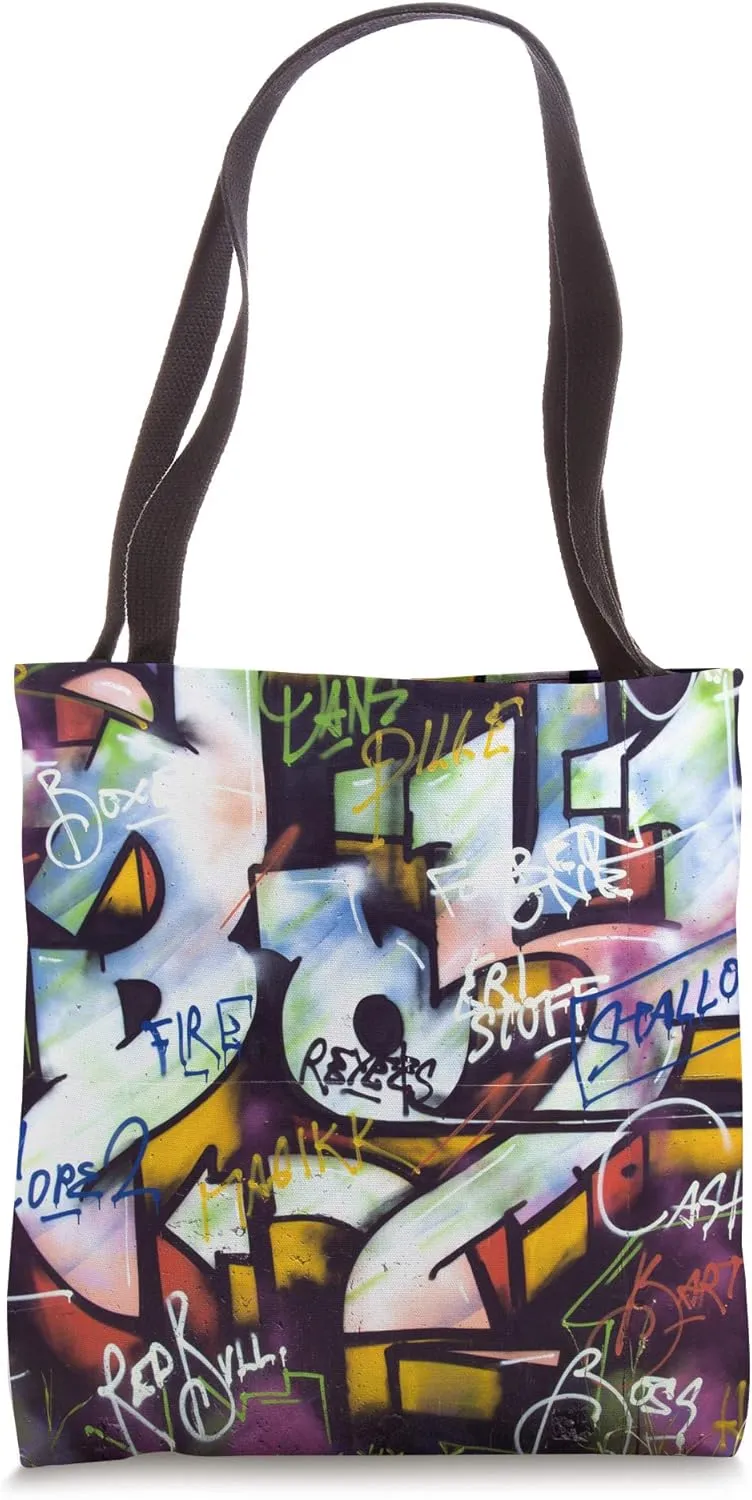 Cool Urban Graphic Colorful Graffiti Words Tote Bag