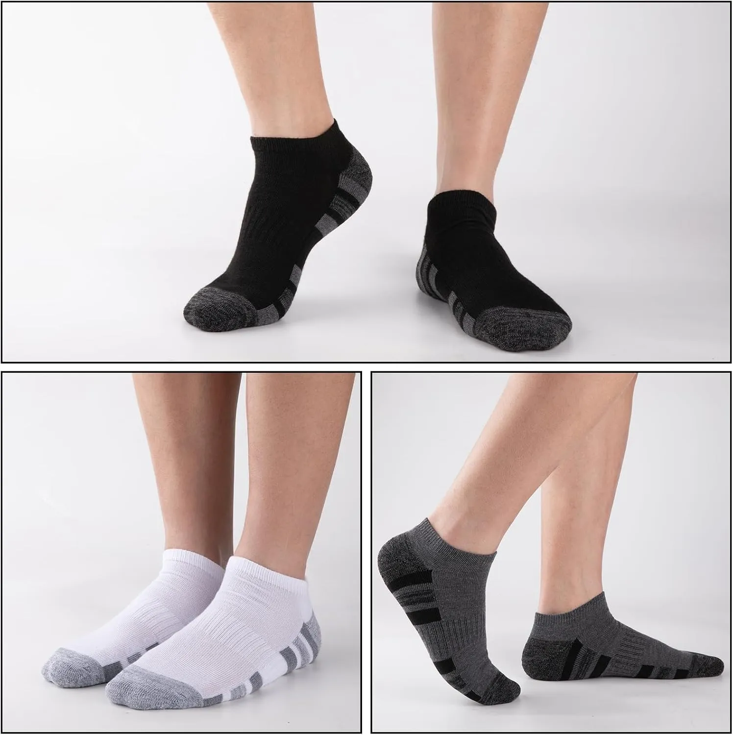 COOVAN 12 Pack Mens Ankle Socks Low Cut Cushioned Comfort Breathable Casual Socks 12 pairs