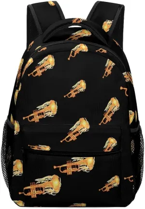 Cornet Trumpet Travel Backpack Lightweight Shoulders Bag Casual Daypack with Pockets for Men Women
