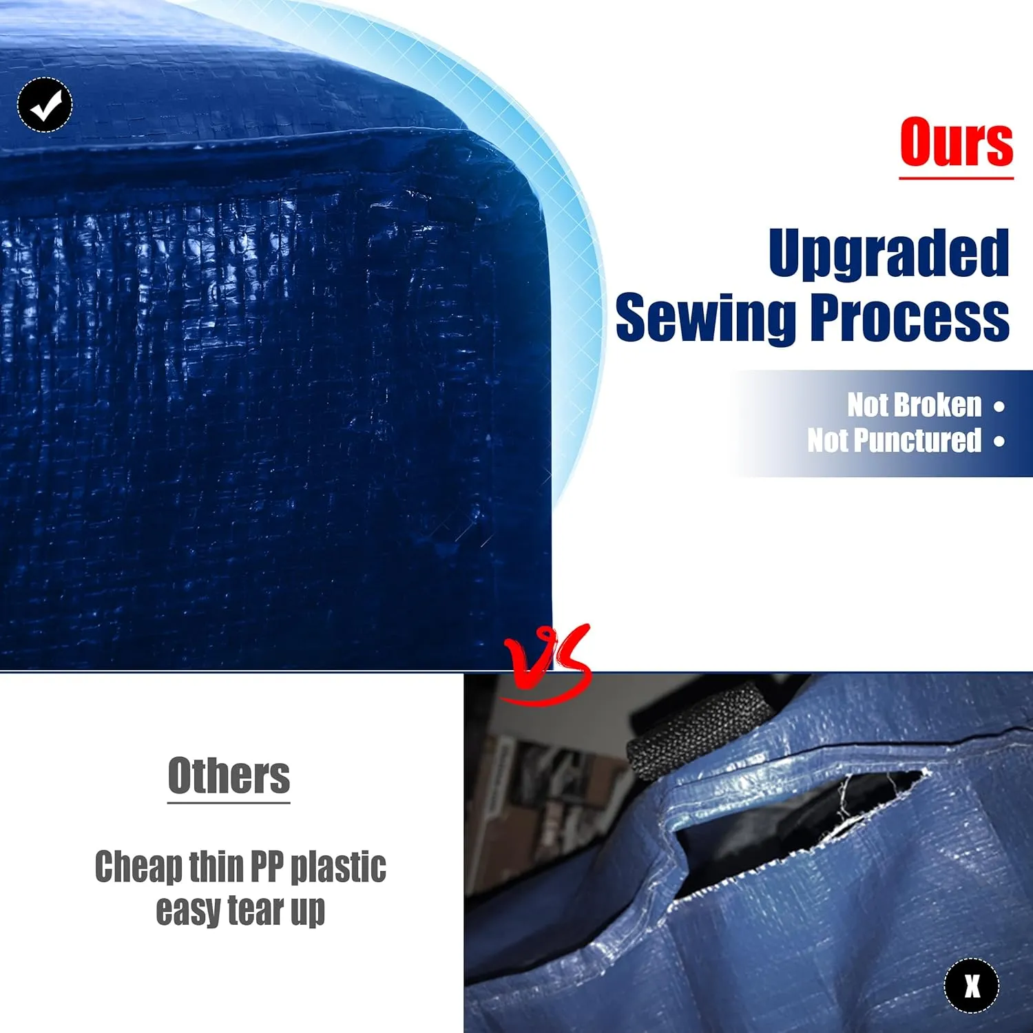 Cosy Family 8 Pack Heavy Duty Extra Large Moving Bags with Backpack Straps - Strong Handles & Zippers, Storage Totes For Space Saving, Fold Flat, Alternative to Moving Box (Set of 8, Blue)