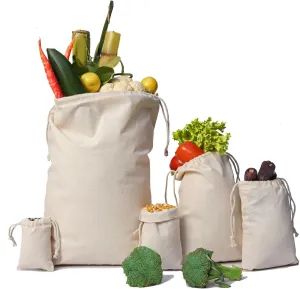 Cotton Muslin Bags, 100% Organic Cotton with Double Drawstring. Premium Quality Reusable Eco-Friendly Natural Muslin Bags. (50, 5x7 Inches)