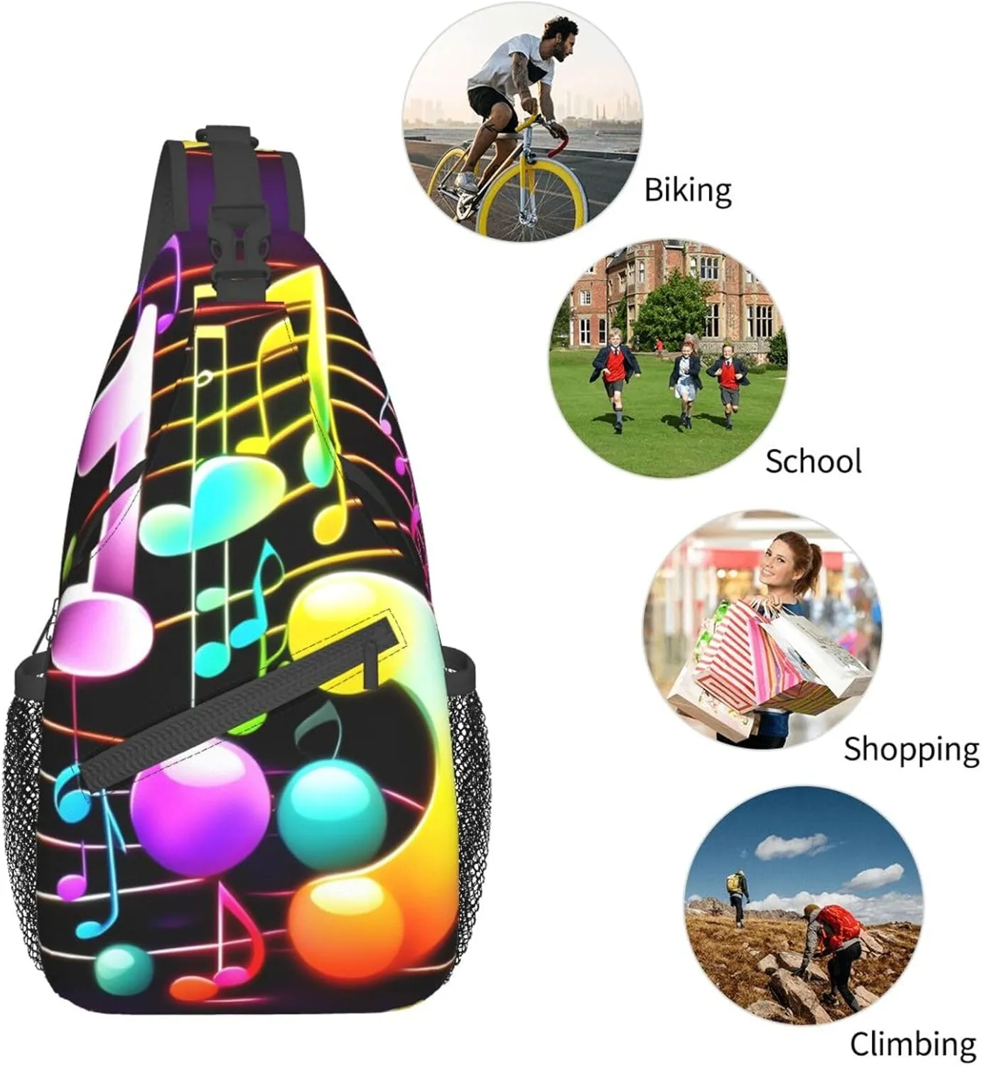 Cow Black Spot Unisex Crossbody Backpack Travel Hiking Casual Chest Bags Lightweight Fashion