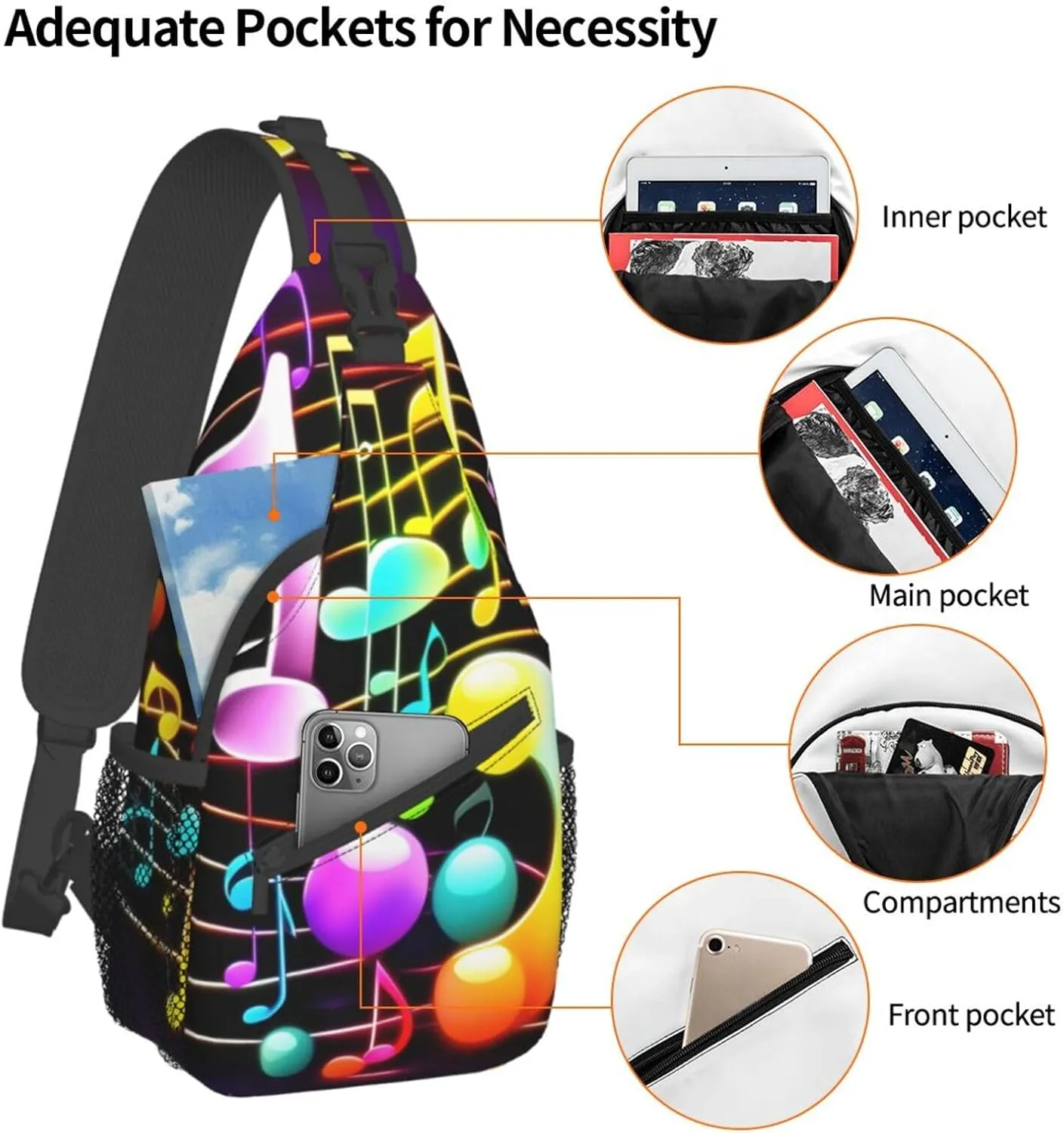 Cow Black Spot Unisex Crossbody Backpack Travel Hiking Casual Chest Bags Lightweight Fashion