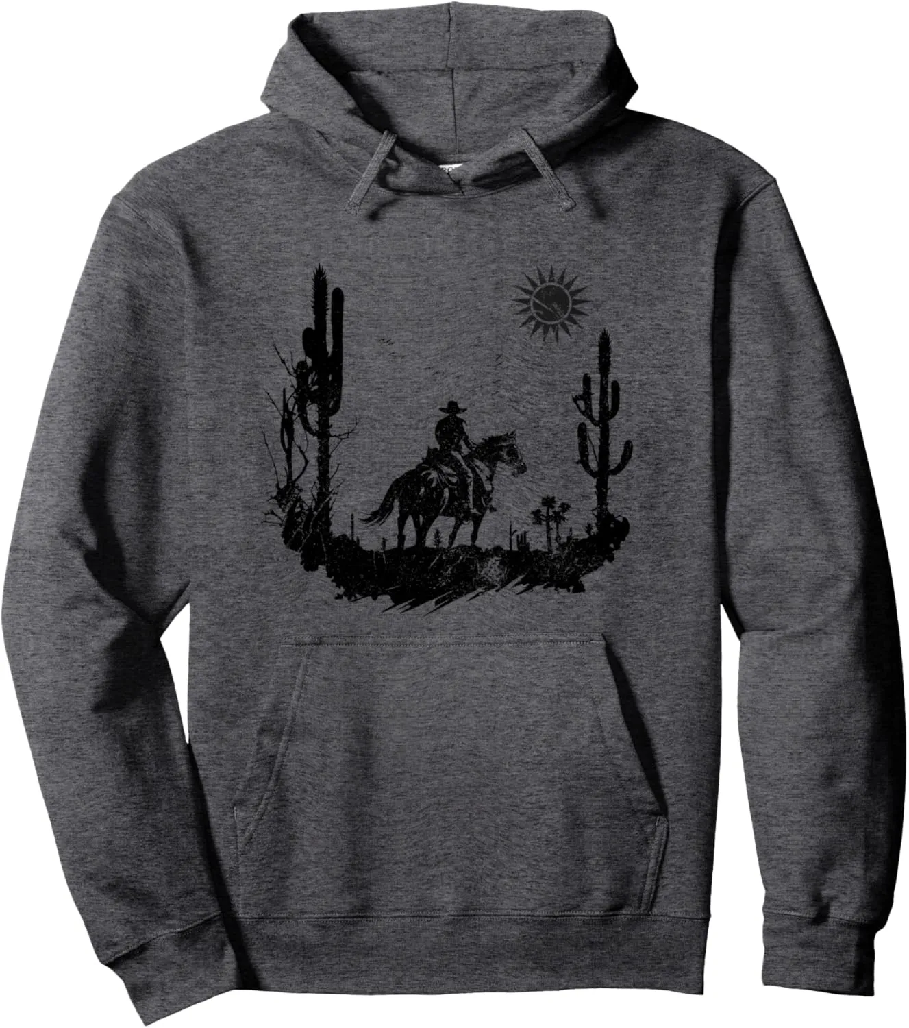 Cowboy Horseback Riding Country Desert Sunrise Rugged Retro Pullover Hoodie