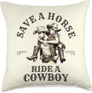 Cowboycore Kickin Ass Save A Horse Ride A Cowboy Saddle Up Throw Pillow