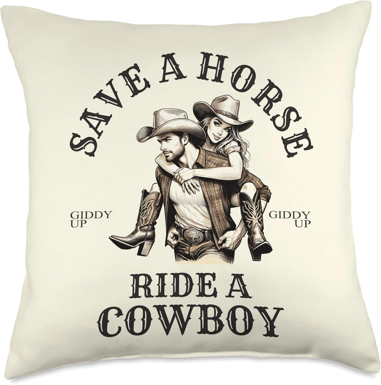 Cowboycore Kickin Ass Save A Horse Ride A Cowboy Saddle Up Throw Pillow