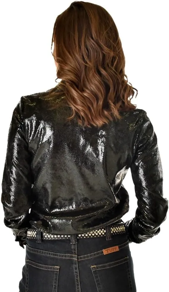 Cowgirl Tuff Western Shirt Womens L/S Snakeskin Black 100704
