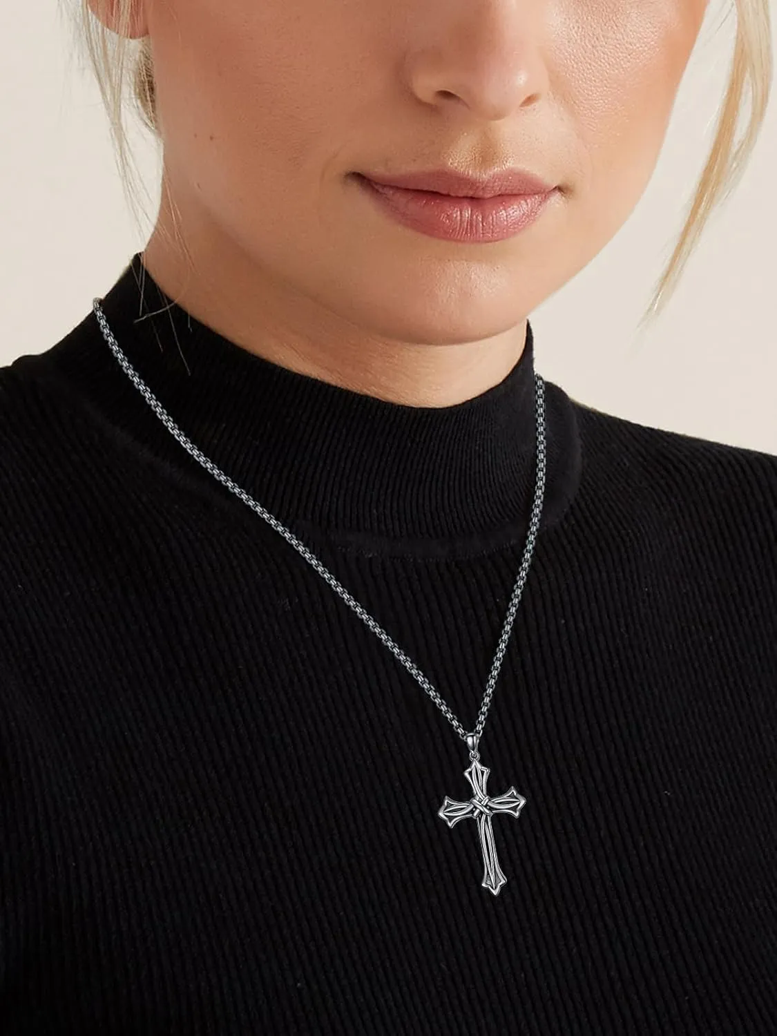 Cross Necklace for Men Women 925 Sterling Silver Celtic/Crucifix/Nail/Fish Hook Cross Pendant with Stainless Steel Chain Faith Jewelry Gift for Father Son Brother Husband