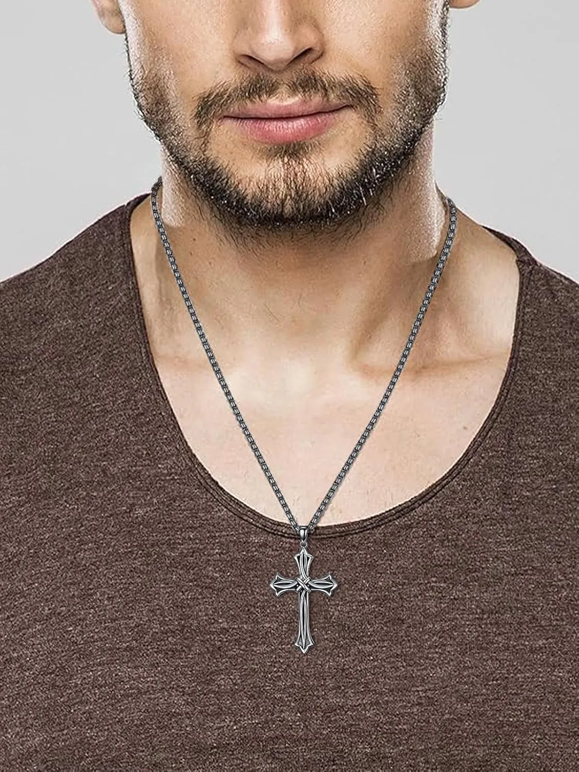 Cross Necklace for Men Women 925 Sterling Silver Celtic/Crucifix/Nail/Fish Hook Cross Pendant with Stainless Steel Chain Faith Jewelry Gift for Father Son Brother Husband