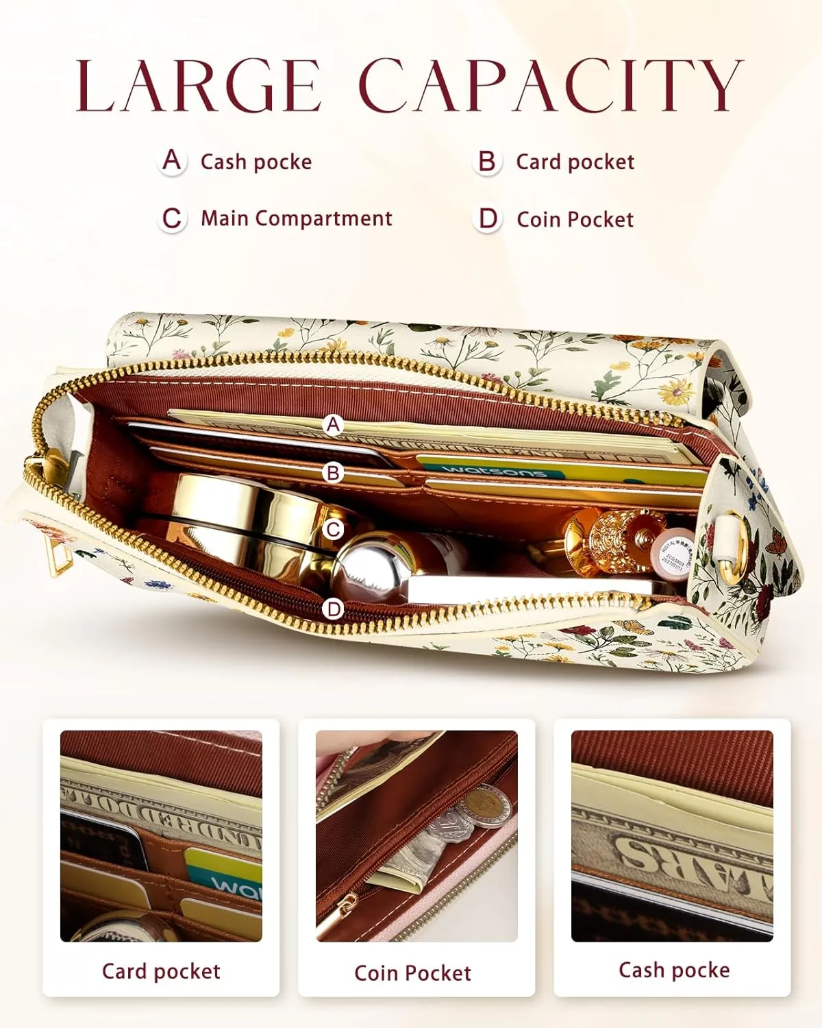 Crossbody Bag Cellphone Purse Wallet for Women - Leather Cellphone Purse Bag with Adjustable Shoulder Strap Girl