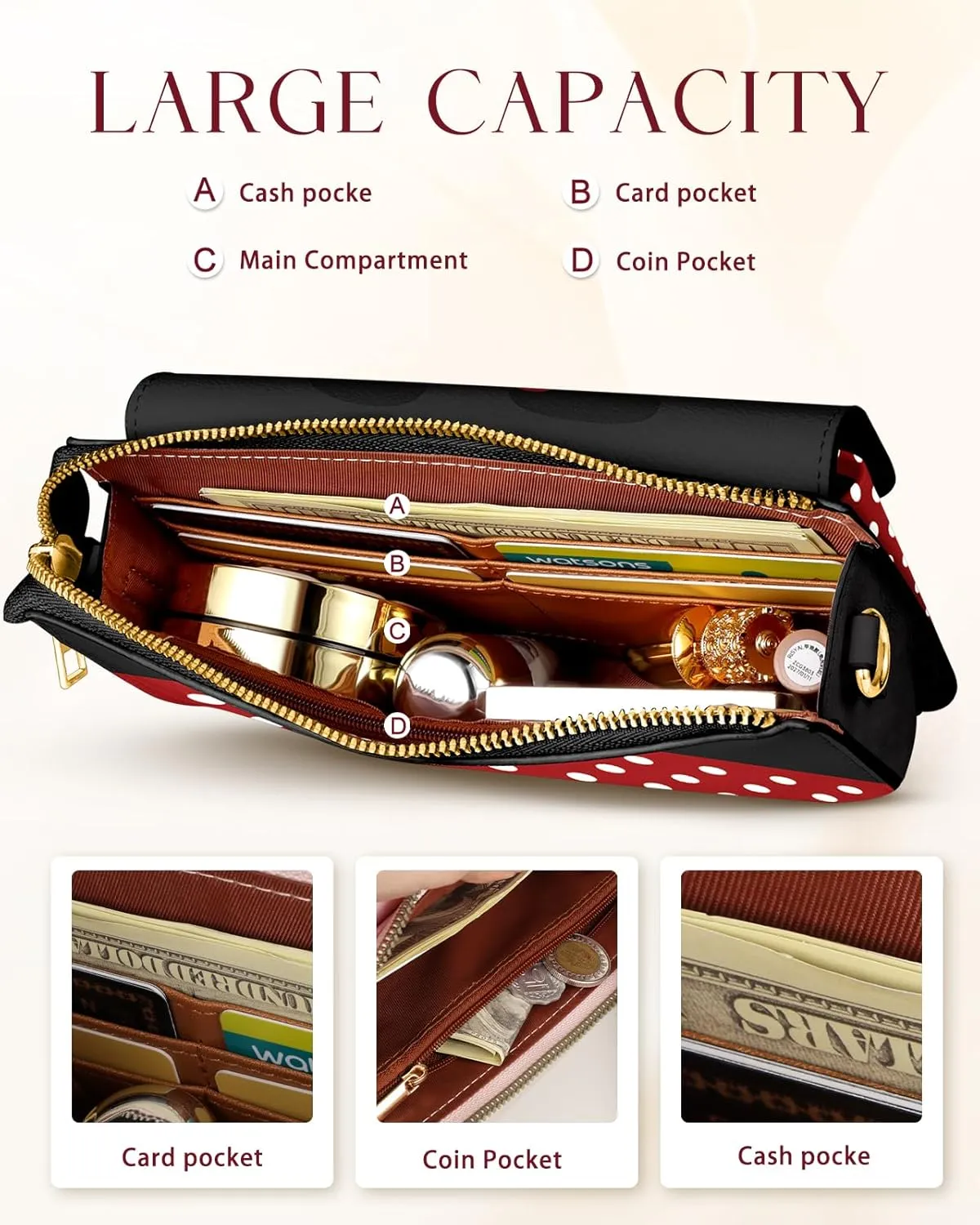 Crossbody Bag Cellphone Purse Wallet for Women - Leather Cellphone Purse Bag with Adjustable Shoulder Strap Girl