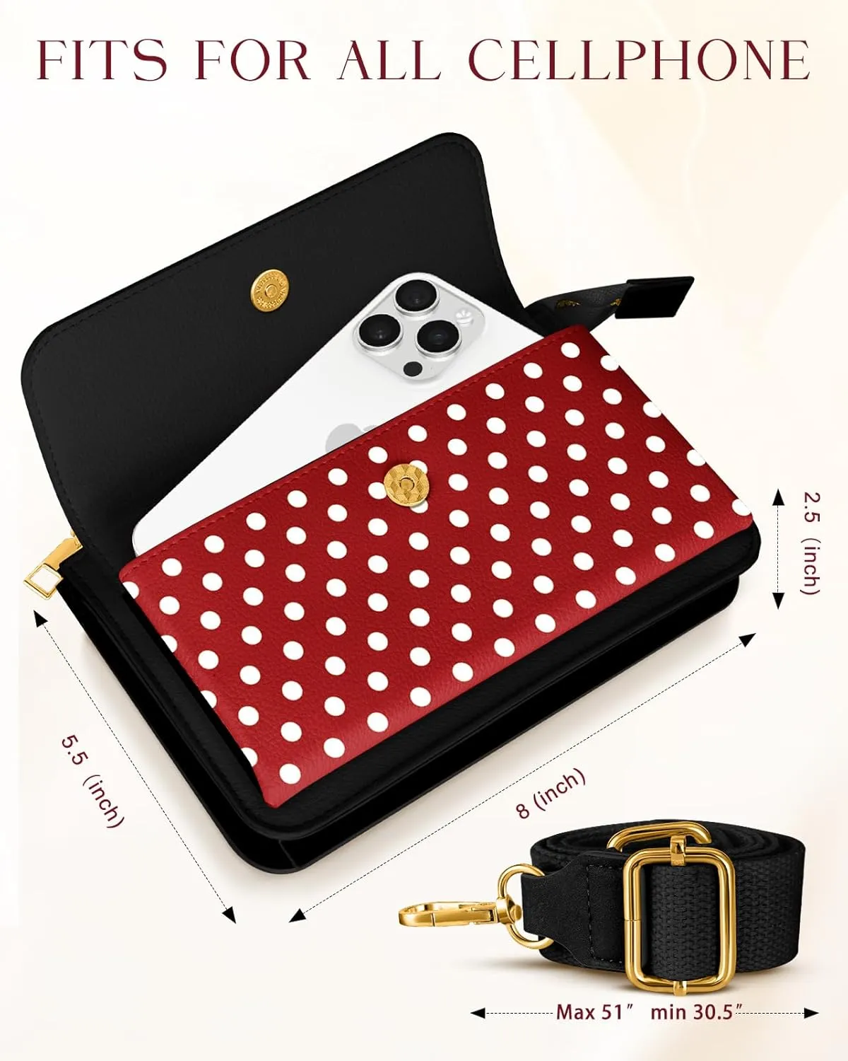 Crossbody Bag Cellphone Purse Wallet for Women - Leather Cellphone Purse Bag with Adjustable Shoulder Strap Girl