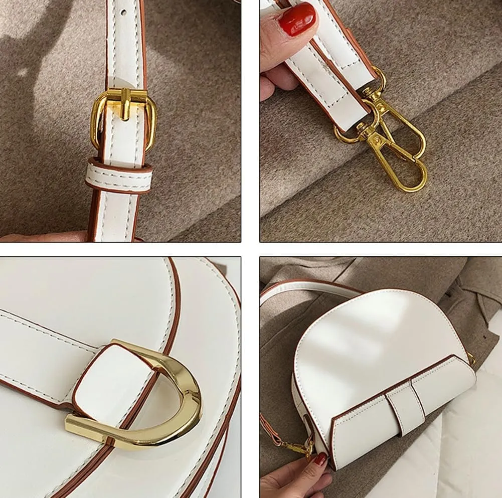 Crossbody Bag for Women Small Saddle Purse Vegan Leather Shoulder Bag Underarm Bag Retro Satchel Simple Handbag