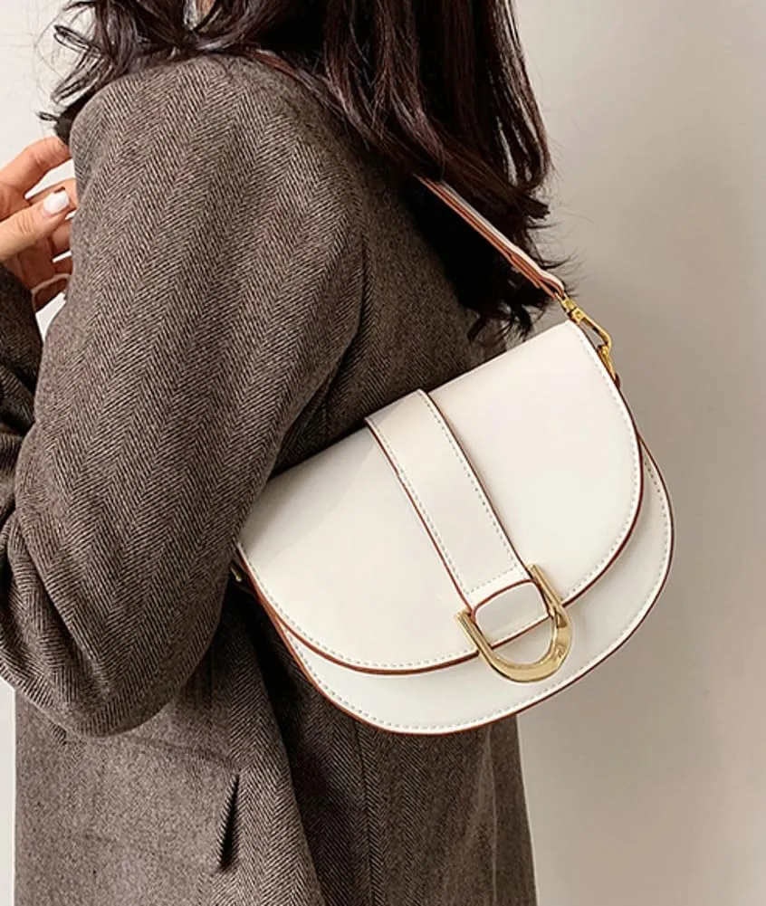 Crossbody Bag for Women Small Saddle Purse Vegan Leather Shoulder Bag Underarm Bag Retro Satchel Simple Handbag