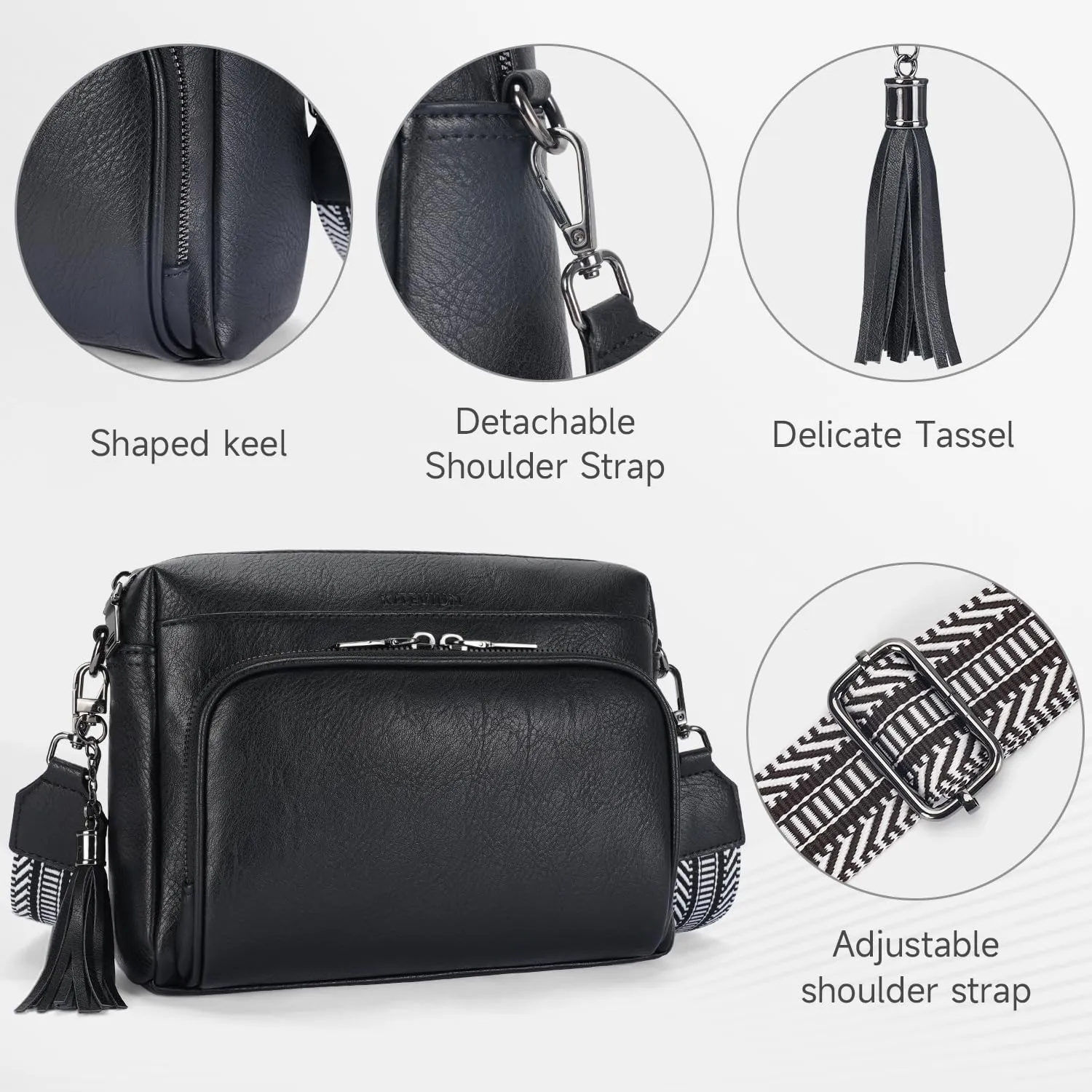 Crossbody Bags for Women Lightweight Vegan Leather Crossbody Shoulder Bag Phone Purse with Adjustable Guitar Strap