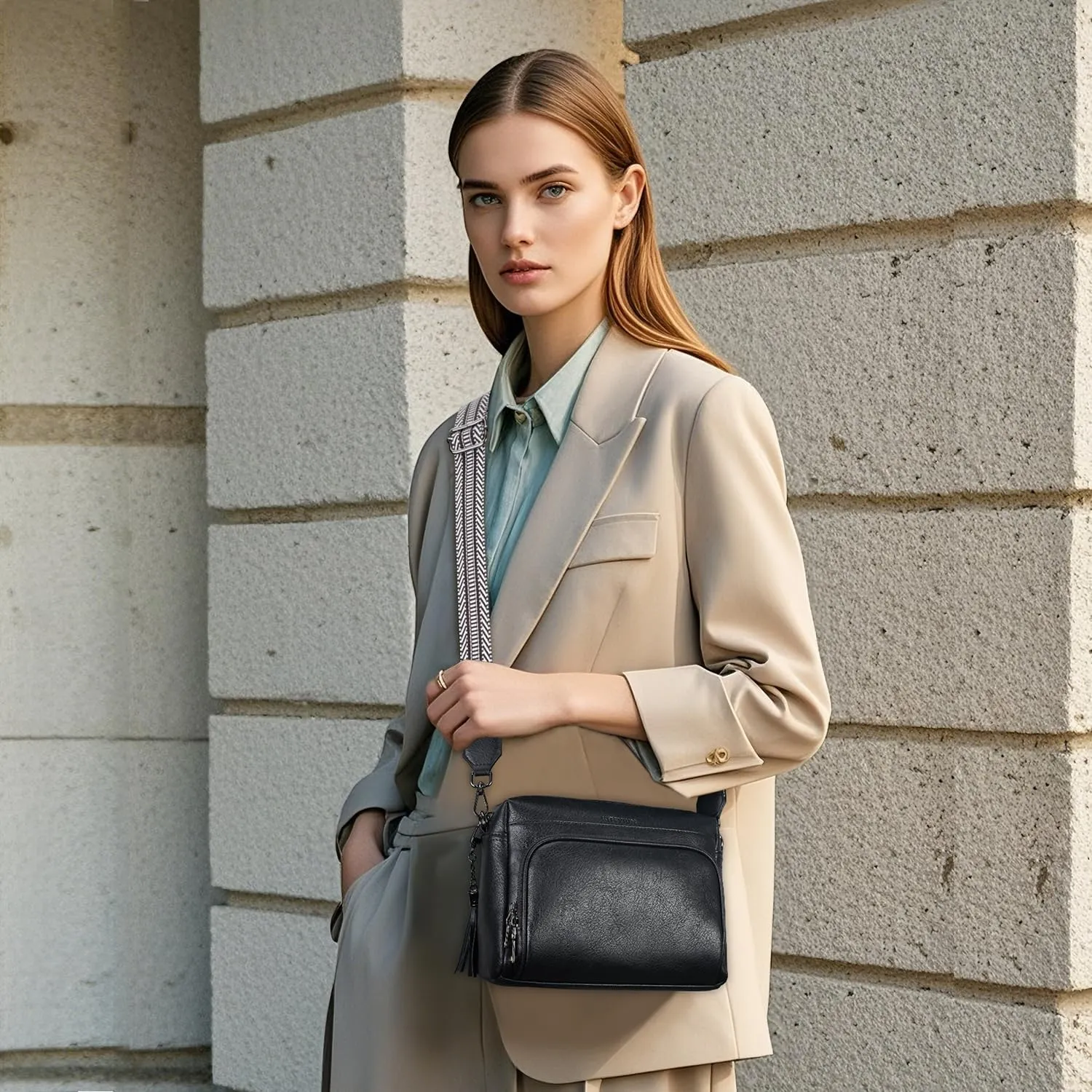 Crossbody Bags for Women Lightweight Vegan Leather Crossbody Shoulder Bag Phone Purse with Adjustable Guitar Strap