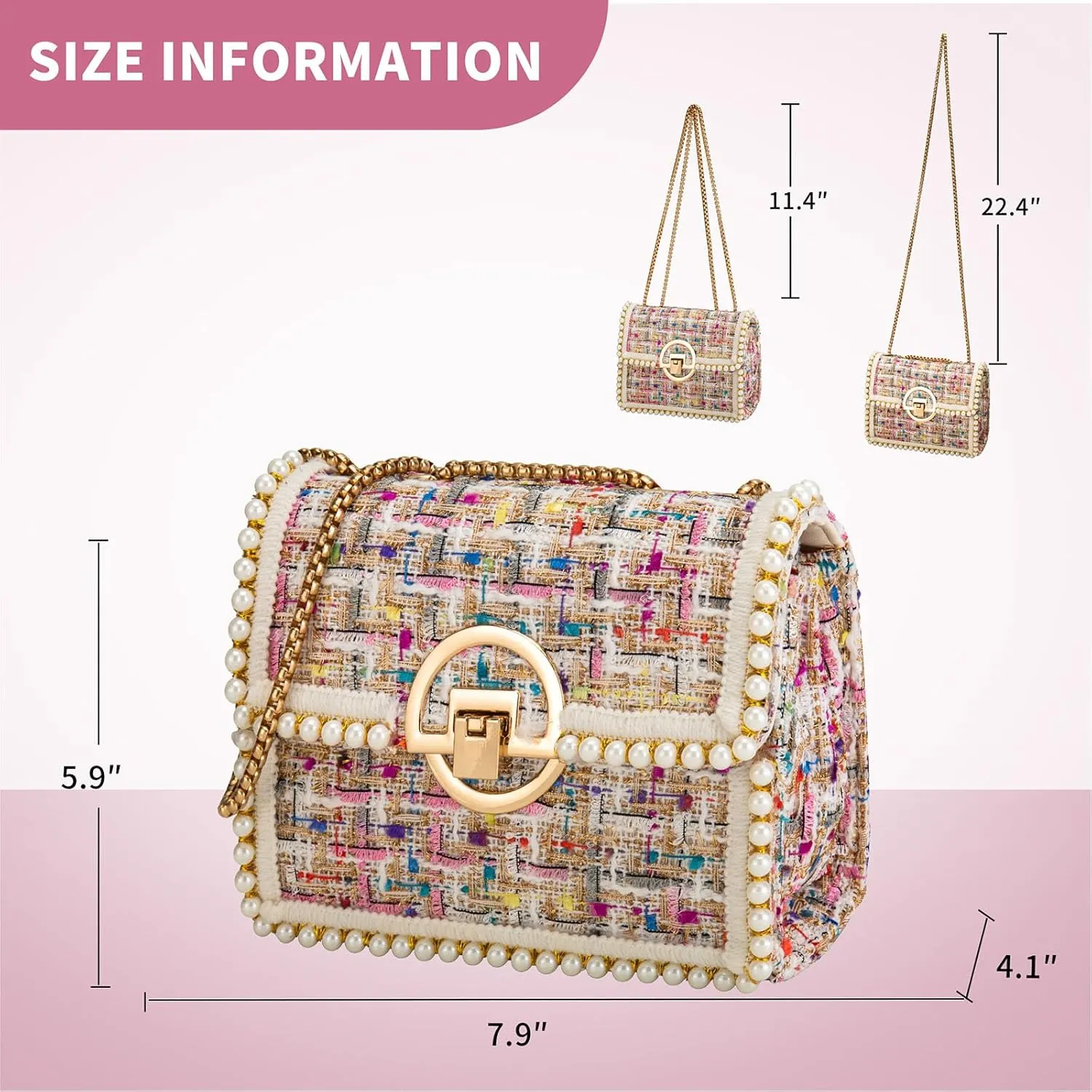 Crossbody Bags for Women Small Handbags Purse PU Leather pearl Shoulder Bag Cross Body Evening Bag, with Chain Strap