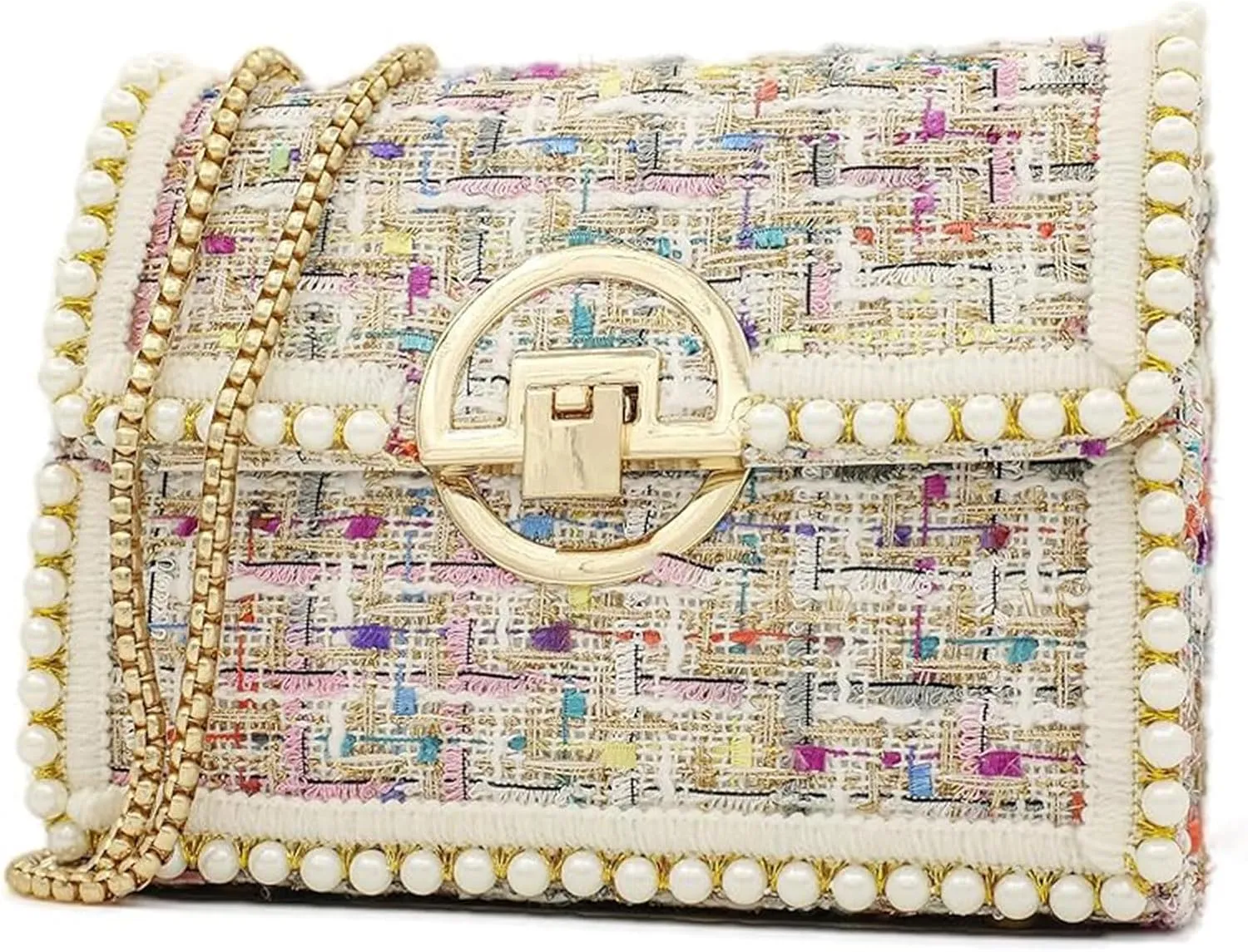 Crossbody Bags for Women Small Handbags Purse PU Leather pearl Shoulder Bag Cross Body Evening Bag, with Chain Strap