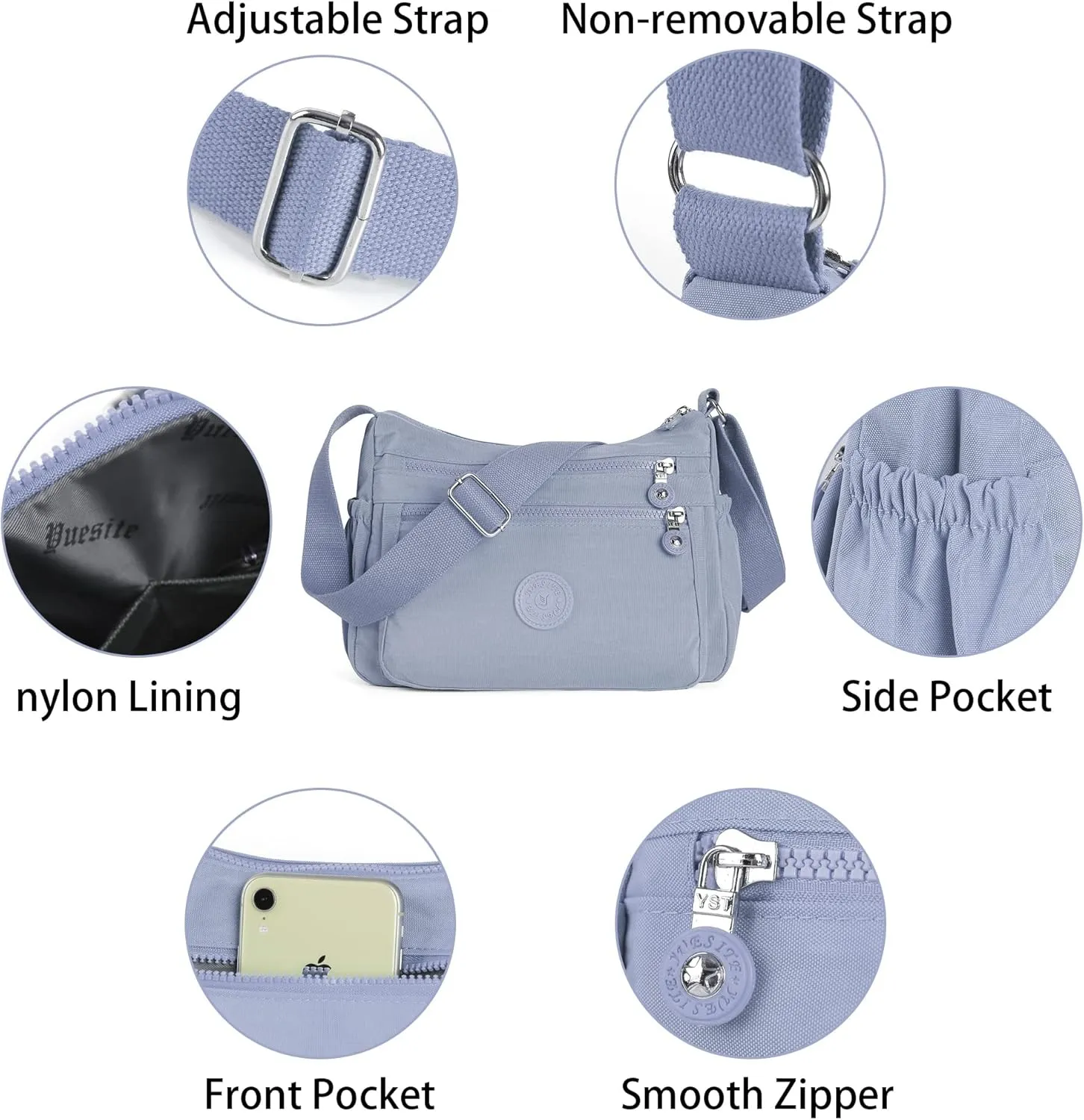 Crossbody Bags for Women Waterproof Tote Bag Casual Nylon Purse Handbag RFID Lightweight Messenger Bag