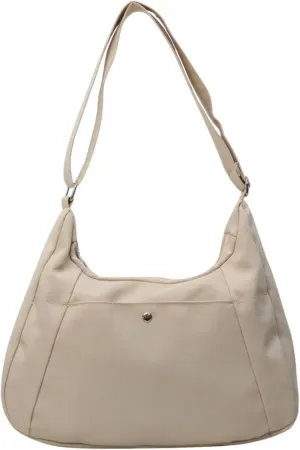 Crossbody Bags For Women with Adjustable Strap Nylon Canvas Shoulder Bag Lightweight Casual Handbags New Zipper Purse Large (Beige)