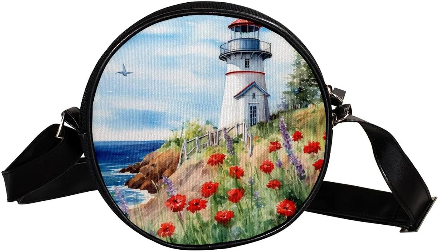 Crossbody Bags for Women,Crossbody Bag Men,Small Sling Bag,Flower Bush Summer Lighthouse,Crossbody Purse