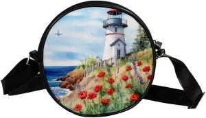 Crossbody Bags for Women,Crossbody Bag Men,Small Sling Bag,Flower Bush Summer Lighthouse,Crossbody Purse